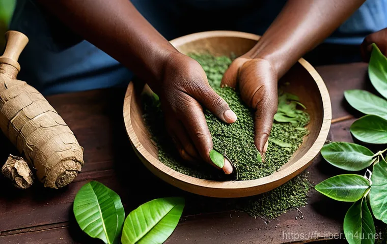 라이베리아의 전통적인 건강 치료법 - **Prompt:** A wise, elderly Liberian traditional healer, with deep lines of experience on their face...