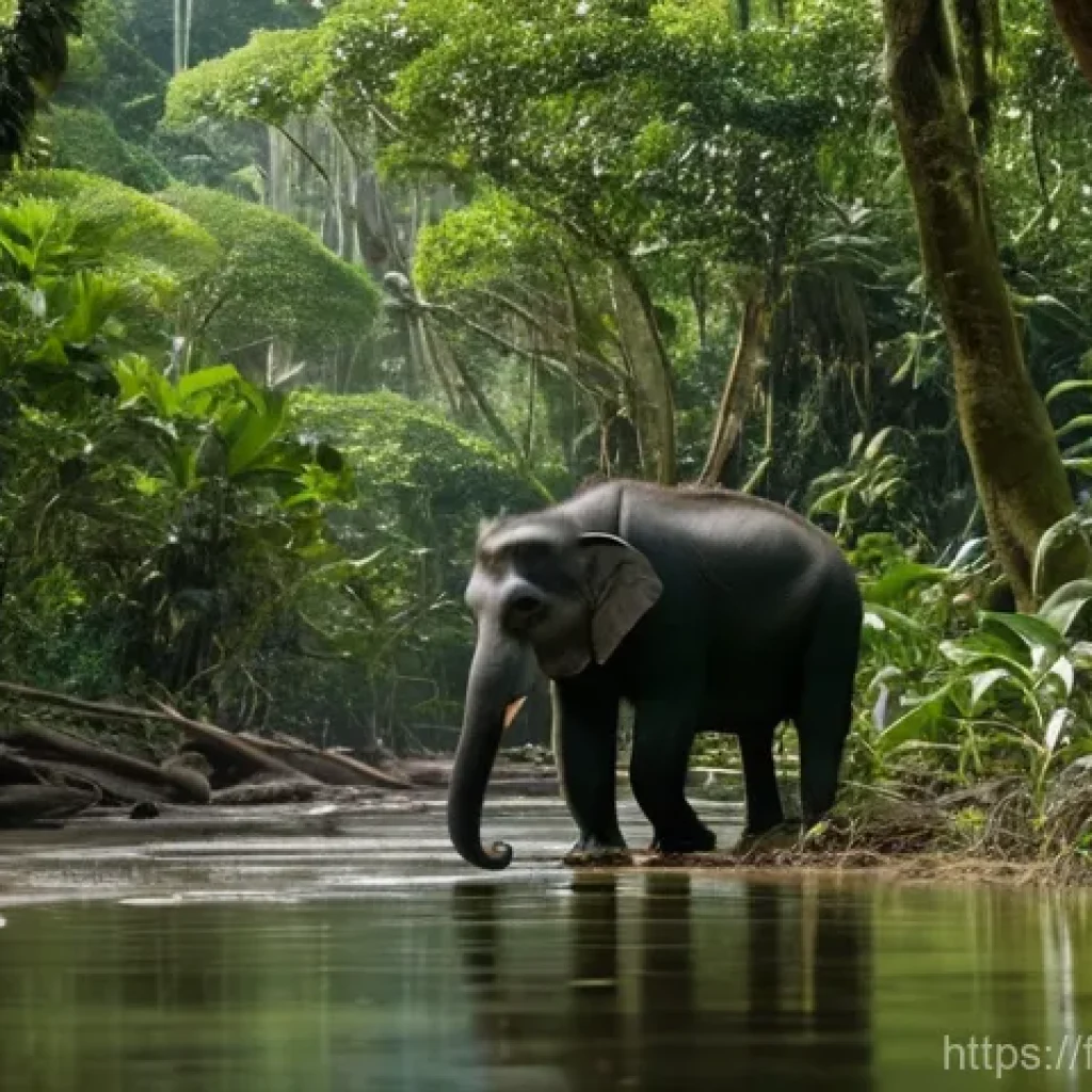 라이베리아의 환경 문제와 산림 보호 - **Prompt:** A wide-angle, photorealistic shot of the dense, vibrant Upper Guinean rainforest in Libe...