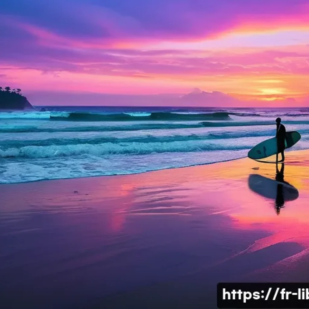 라이베리아 vs 가나 관광지 비교 - **Prompt:** A serene, untouched beach at Robertsport, Liberia, at sunset. The sky is painted with vi...