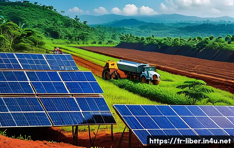 라이베리아와 유럽 국가들과의 외교 관계 - A vibrant scene depicting sustainable European investments in Liberia: a modern mining site with eco...